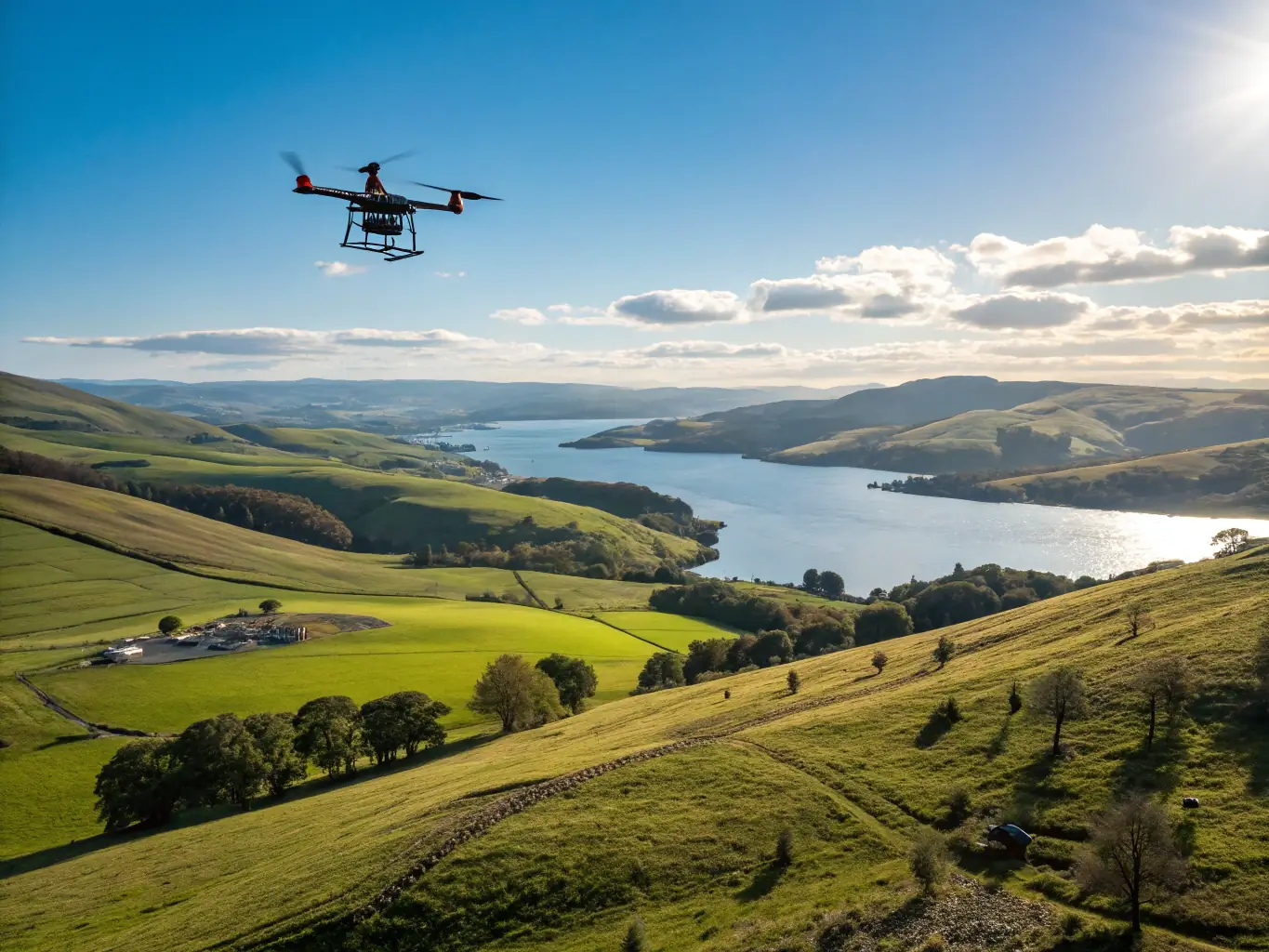 A scenic aerial view of the Brive-Souillac Valley, showcasing the beautiful landscape from the perspective of a light aircraft.